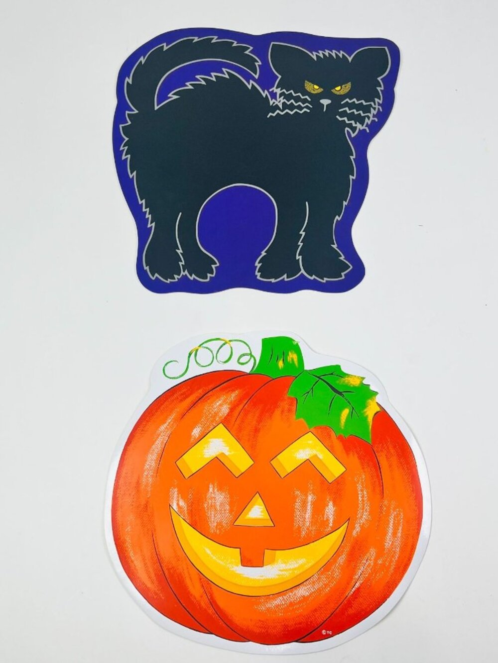 Vintage Pumpkin Time Halloween Placemats Set of 2 Cat Pumpkin Die Cut Decor